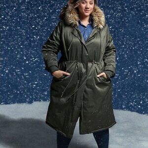 Torrid Green Long Parka Faux Fur Hood 3X